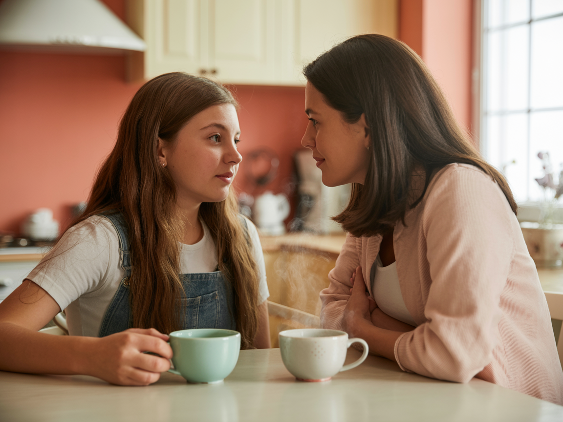 Mother and daughter having a heartfelt conversation